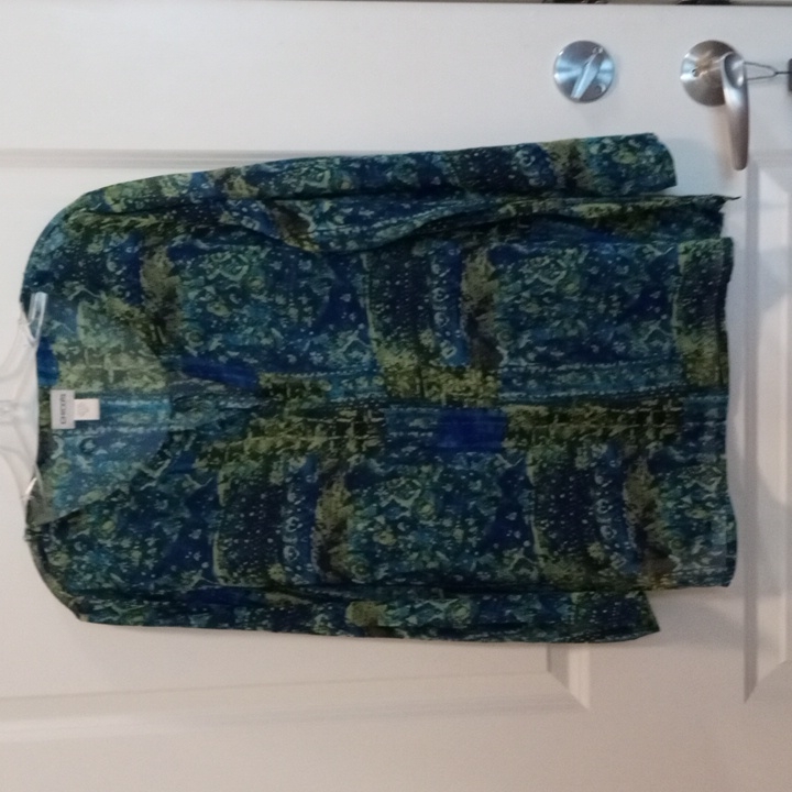 Chico Sheer Blouse Over Cami Or Bathing Suits. It Is Universal One Size